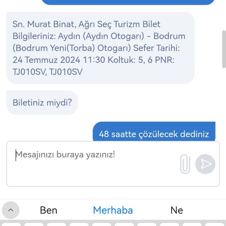 Obilet Ve Ağrı Seç Turizm Bilet İadesi Yapmadı