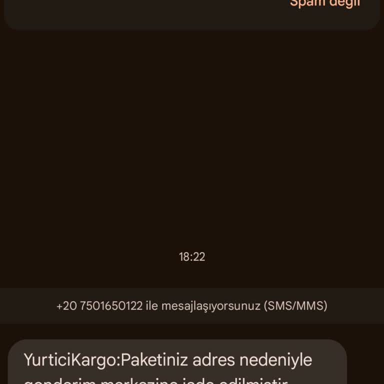 Kargodan +20 7501650122 numarasından Gelen Mesaj!