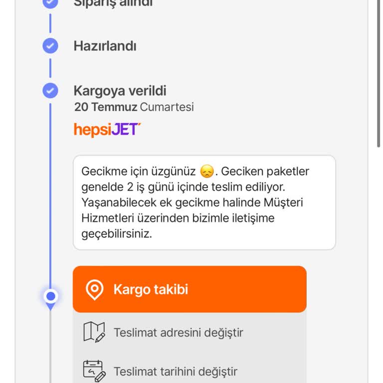hepsiJET Kargom 11 Gündür Gelmiyor