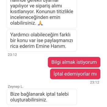 Yemek Sepeti İptalsiz Ve Canlı Desteksiz