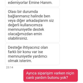 Yemek Sepeti İptalsiz Ve Canlı Desteksiz
