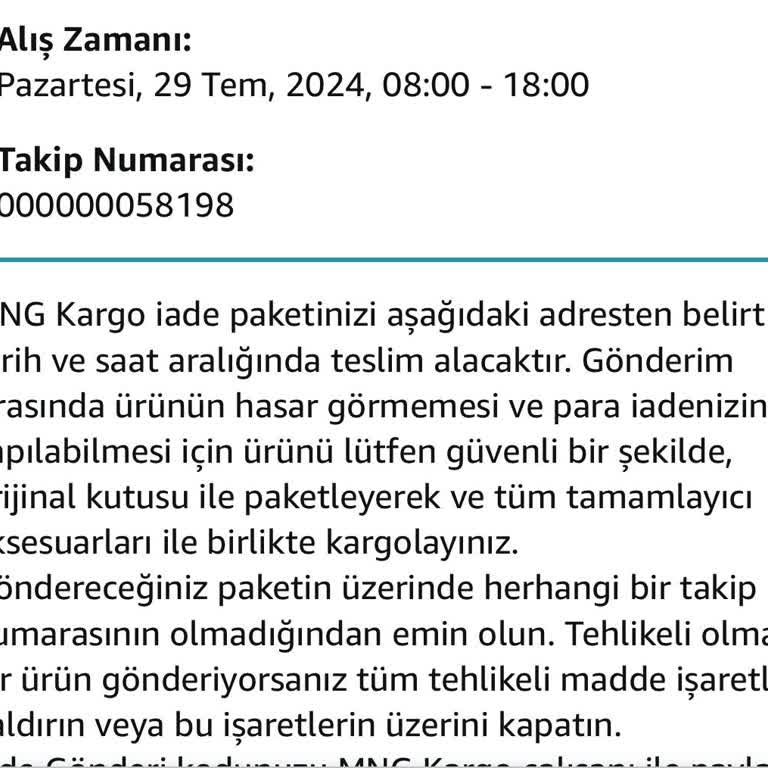 MNG Kargo İade Surecinde Sorun Var
