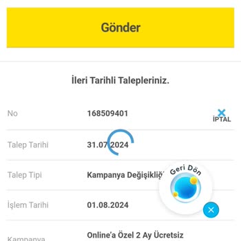 Superonline Kampanya Değişiklik Talebimi Kapatmış.