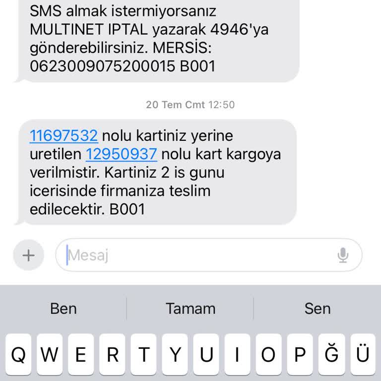 Multinet Yeni Kartım Gelmedi