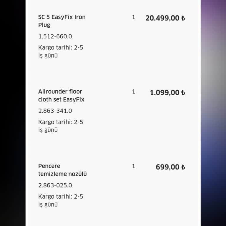 Karcher Parası Ödenip Gönderilmeyen Malzemeler