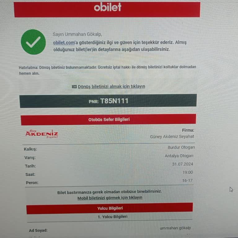 Obilet Bilet İptali Neden Önce Bilgi Verilmedi
