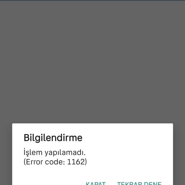 Sahibinden.com 1162 Hata Kodu