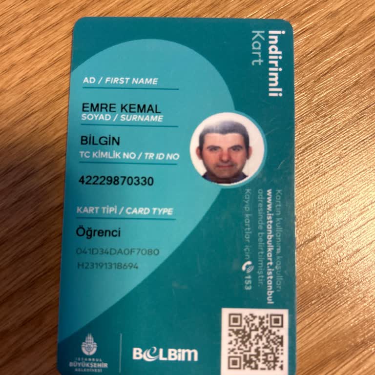 BELBİM (İstanbulkart) El Yakan Öğrenci Abonman