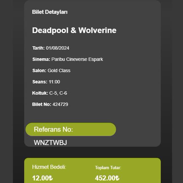 Paribu Cineverse Bilet İademi Yapmadı