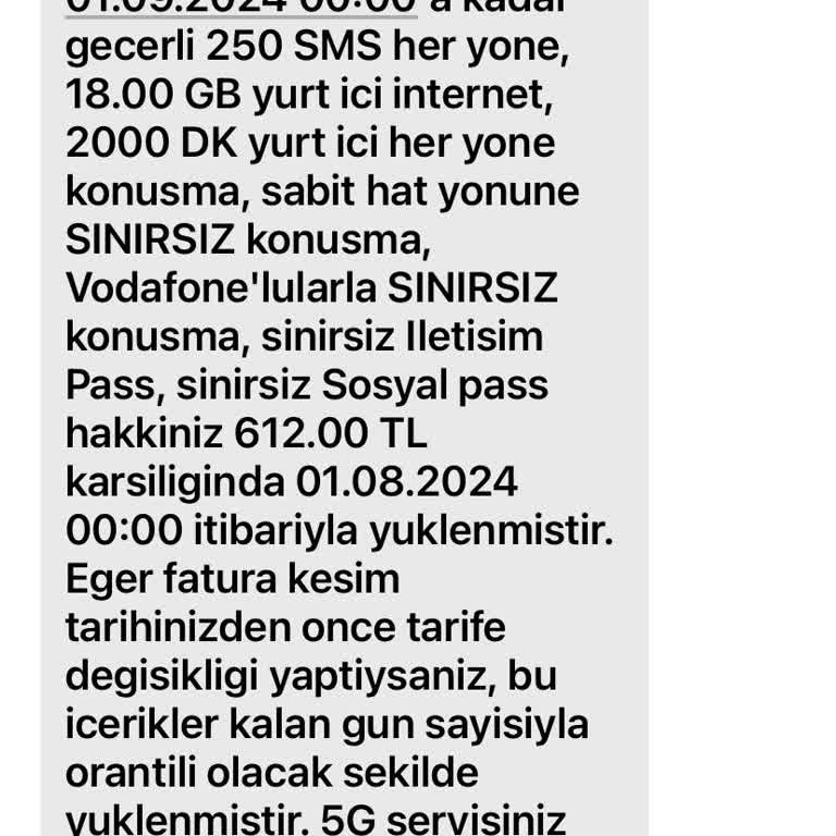 Vodafone'un Faturamın Düşürmesini İstiyorum