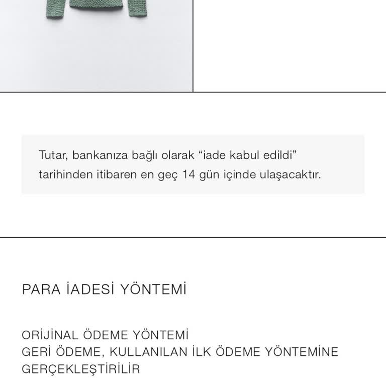 Zara Ücret İadesi Yapmıyor