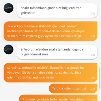 Trendyol'dan Aldığım Mamanın Haksız Yere Analiz Sürecine Alınması.