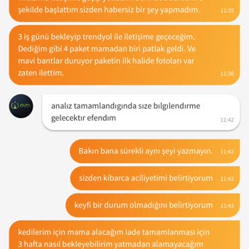 Trendyol'dan Aldığım Mamanın Haksız Yere Analiz Sürecine Alınması.