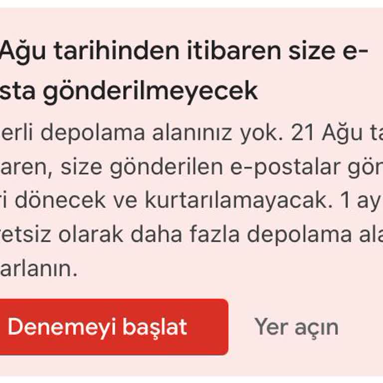 Gmail Yeterli Alan Olmasına Rağmen Hata Verme Sorunu