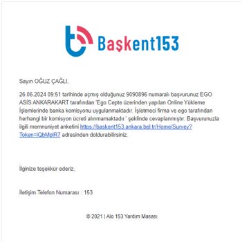 ABB - Ankara Büyükşehir Belediyesi Ego Kart Yükleme İşlem Komisyonu