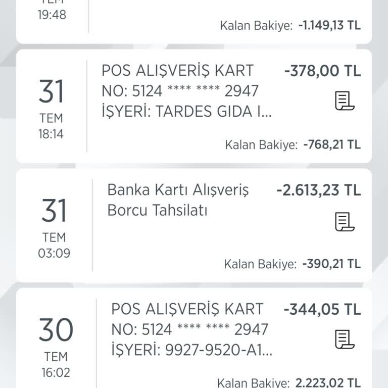 Ziraat Bankası Bankakartı Alışveriş Borcu