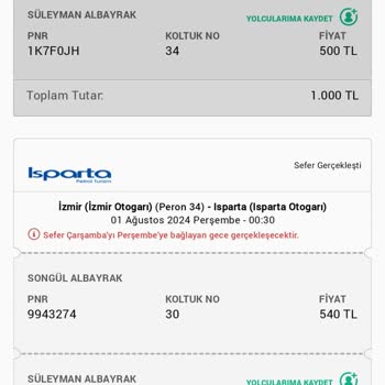 Isparta Petrol Turizm Bilet İademi Yapmadılar Şikayetçiyim