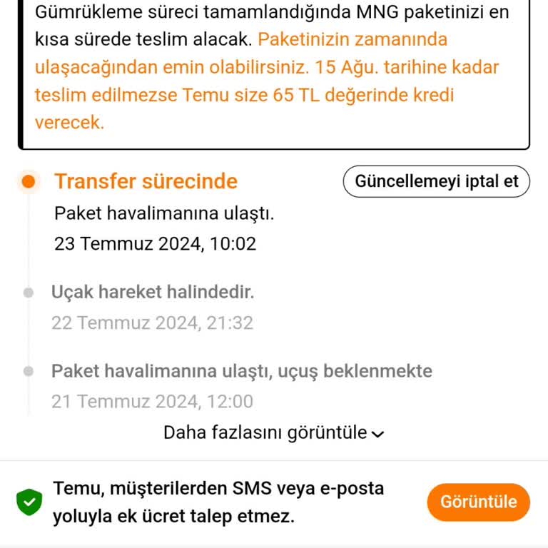 Temu Gümrükte Yatmaya Devam