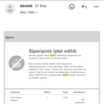 Dyson Aylardır Kırılan Parçanın Teminatı Yapılmıyor