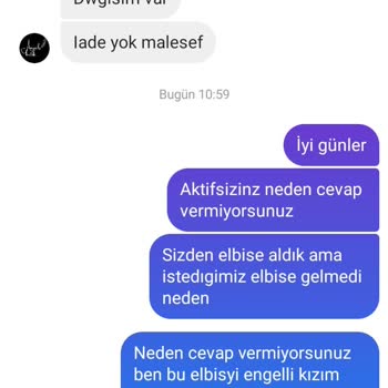 Angels Butik (Instagram: Angelsbutiik_) Yanlış Elbise Gönderimi Ve İletişim Sorunları