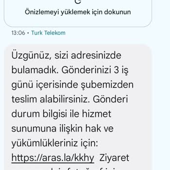 Aras Kargo Tarafıma Gelen Mesaj