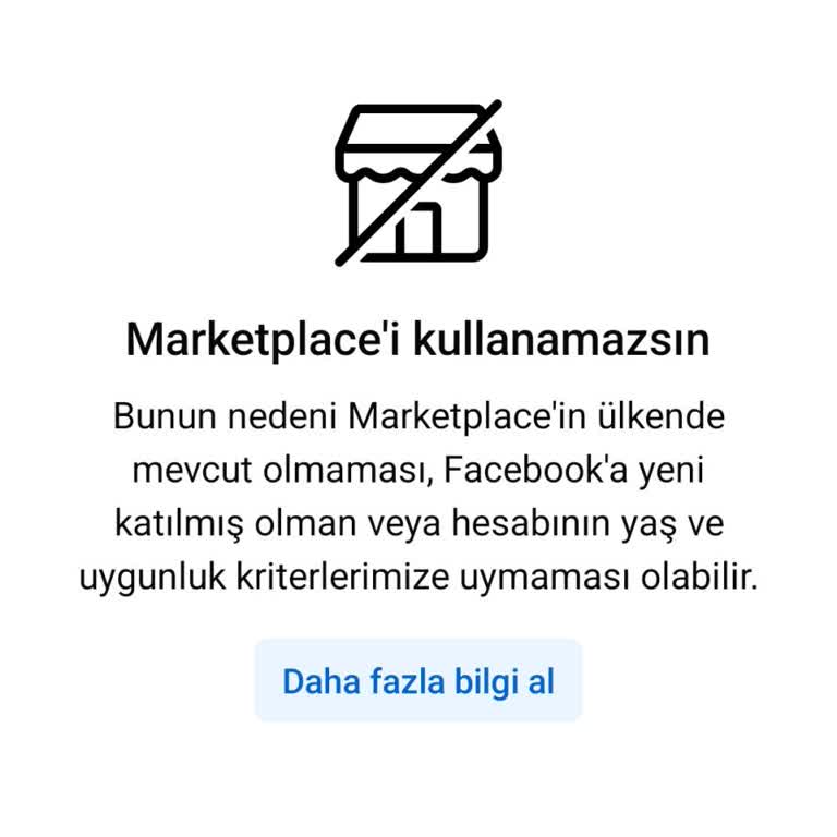 Facebook Marketplace Kullanamıyorum