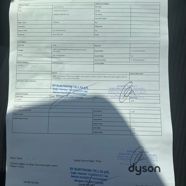 Satıcı New Boss Group Olan Dyson Airwrap Cihazım Replika Çıktı