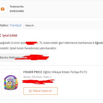 Trendyol Satıcılı Ürünlerin İptal Edilmesi Hk.