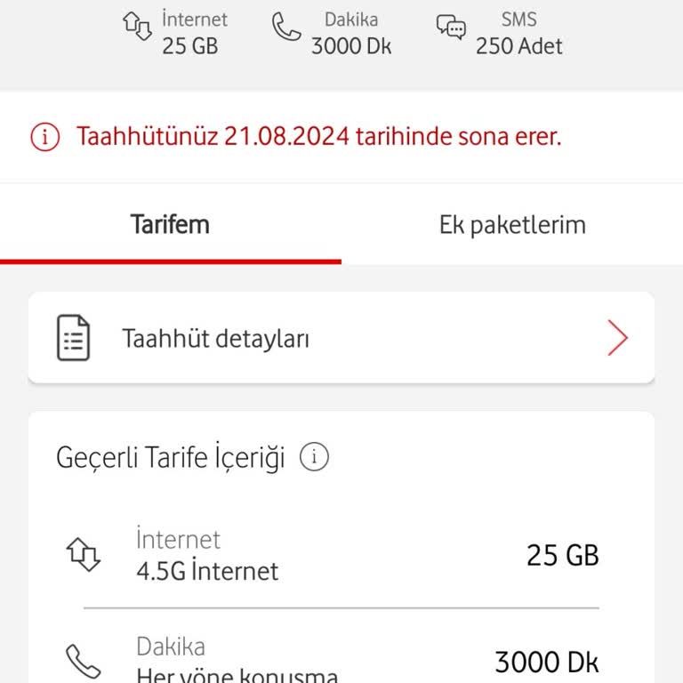 Vodafone Tarife Değişikliğinde Ücretlendirme