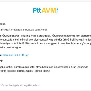Kbr Farma 20 Kutu Bebek Mamasını İptal Etmemi Söylüyor