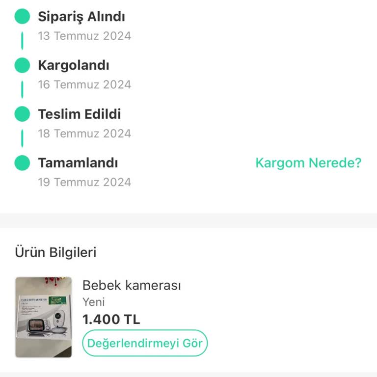 Dolap Uygulamasından Bebek Kamerası Aldım Ama Ürün Bozuk