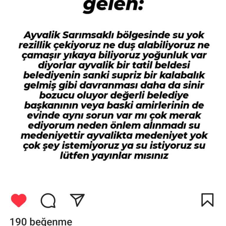 Balıkesir Büyükşehir Belediyesi Ayvalık Küçükköy Su Kesintisi