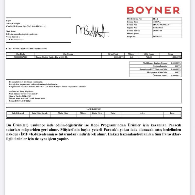 Boyner Gift Card Kullanamıyorum