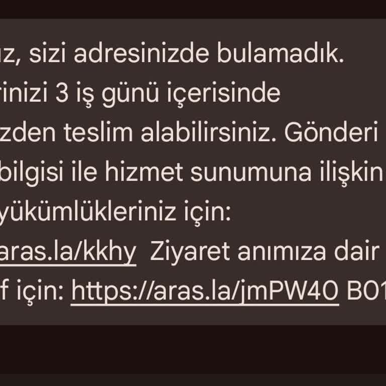 Malatya Battalgazi Aras Kargo Kurye Teslim Etmiyor
