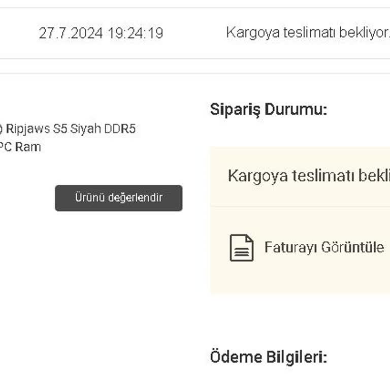 Vatan Bilgisayar Kargoya Verilemeyen Ürün
