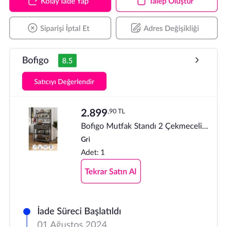 Bofigo Pazarama Sitesinin Ürün İade Eziyeti.