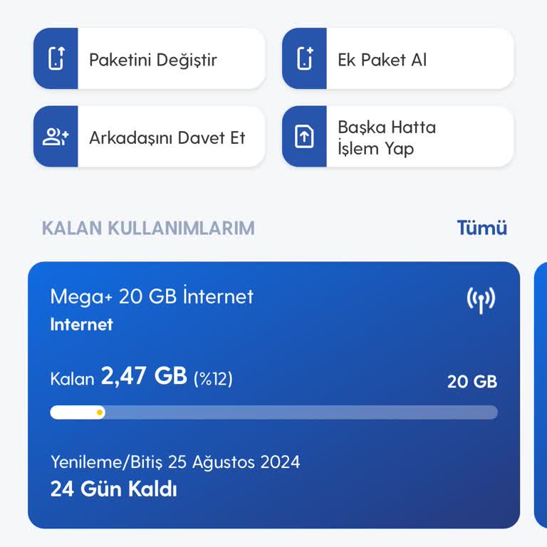 Turkcell İnternet Paketi Bitmesi