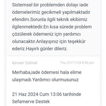 Sefamerve Tarafından İadem 2 Aydır Yatırılmadı.