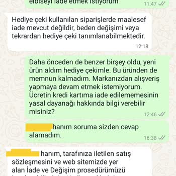 Sezgi Tekin Ücret İadesi Yapmayan Vasat Marka
