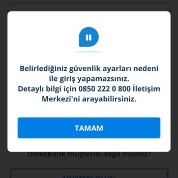 Denizbank Mobil Bankacılık Giriş Sorunu