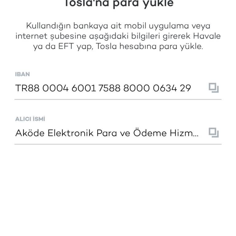Tosla Yanlış İbana Para Gönderim