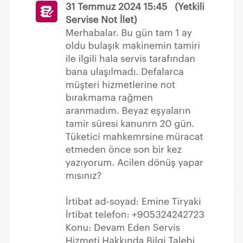 Arçelik Servis Mağduriyeti Hakkında...