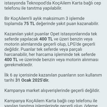 Koç Ailem Opet Yakıt Puan Mağduriyeti