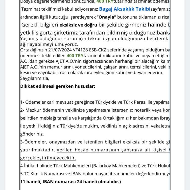 AJet (Anadolu Jet) Yeni Valizimin Hasar Görmesi Ve Yetersiz Tazminat Teklifi