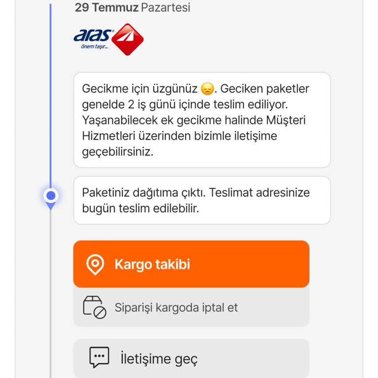 Aras Kargo Mersan Şubesi Paket Tesliminde İşgüzarlık