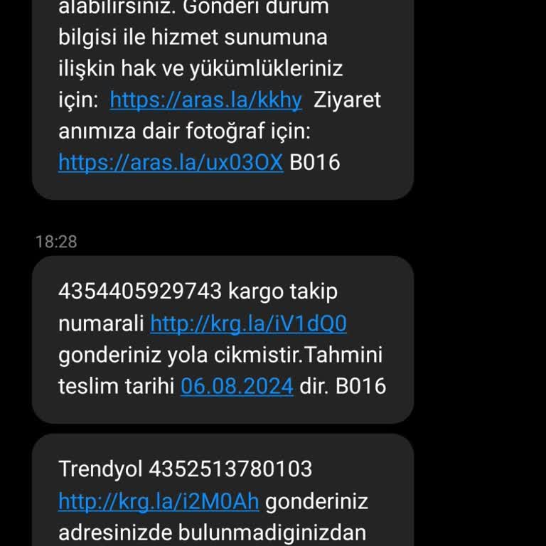 Aras Kargo Ürünümü Getirmedi. Geldik Sizi Bulamadık Diye Yazmışlar.