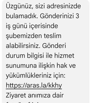 Aras Kargo Siparişimi Teslim Etmedi.