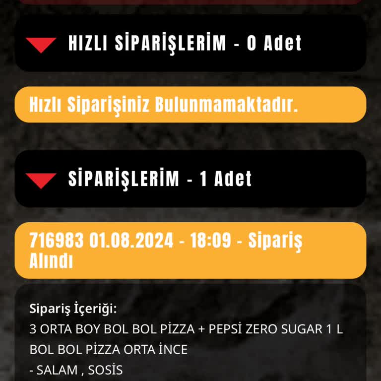 PizzaLazza İlk Ve Son Sipariş