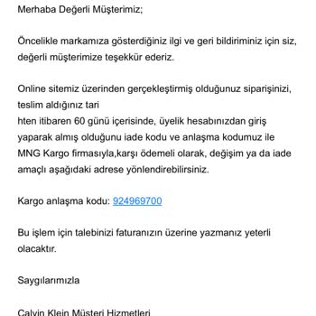 Calvin Klein Sorumsuz Markanın Hatalı Ürün Gönderimi