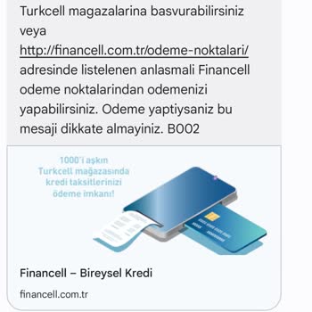 Turkcell Financell Cihaz Kredi Mesajı